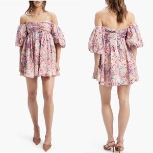 NWT Bardot Kali Tuck Floral Off The Shoulder Minidress Sz L